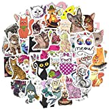 Cat Stickers for Kids Cute Cat Stickers for Water Bottles Vinyl Cat Stickers for Adults Laptop Cat Stickers Waterproof 50Pcs