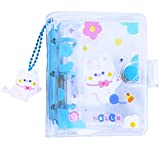 SZHTSWU 20 Sheets 40 Pockets 3 Inch Mini Photo Album in Loose Leaf Refillable 3-Rings Transparent Photocard Binder Kpop Photocard Holder Book with Cute Pendant for Picture Cards Storage (Blue Cat)