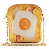 QiMing Fried Eggs Bacon barbecue Toast Shoulder Bag,Cute Plush Food Crossbody Handbag for Women