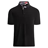 Esabel.C Mens Polo Shirts Short Sleeve Rugular Fit Fashion Designed Stretchy Shirts for Men,Black,L