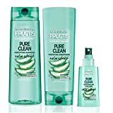 Garnier Hair Care Fructis Pure Clean Shampoo, Conditioner, and Detangler, Made With Aloe and Vitamin E Extract, Vegan and Paraben Free, 1 Kit