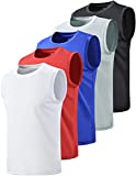 Liberty Imports Pack of 5 Men's Stretch Cool Dry Muscle Tank Tops Athletic Crewneck Sleeveless Workout Shirts (Large, Ed.2)
