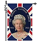 SENSEVEN Elizabeth II The Queen's Platinum Jubilee 70th Anniversary Garden Flag, 12.5 x 18 Inch Small Vertical Double Sided Union Jack Queen of England Flag for Yard Garden, British Decorations (B)