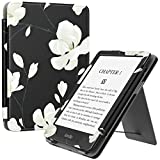 MoKo Case for 6.8" Kindle Paperwhite (11th Generation-2021) and Kindle Paperwhite Signature Edition, Slim PU Shell Cover Case with Auto-Wake/Sleep for Kindle Paperwhite 2021, Black & White Magnolia