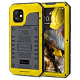 Mitywah Waterproof Case for iPhone 12, Heavy Duty Shockproof Case with Built-in Screen Protector, Full Body Underwater Protective Metal Case 6.1 inch, Yellow