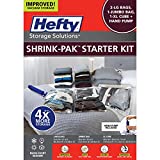 Hefty Shrink-Pak Starter Kit - 2 Large, 1 XL Cube, 1 Jumbo Vacuum Seal Storage Bag and Hand Pump  Space Saver Bags with Hand Vacuum Pump for Vacuum Sealer Bags, Under Bed Storage, Clothing, Pillows, Towels, or Blankets, 5 Pc Set