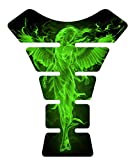 8.6" tall x 6.8" wide Flaming Fire Angel Green V2 UV Resistant Motorcycle Sport bike Tank Pad Protector Decal