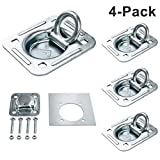 Lonffery 4 Pack Recessed D-Ring Tie Down Anchors (6,000 lb. Capacity), Heavy Duty Kit for Trailer or Deliveries