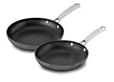 Calphalon Classic Aluminum Hard Anodized Oven Safe Nonstick 2 Piece Frying Pan Set with 8 & 10 Inch Pans and Stainless Steel Stay Cool Handles, Grey