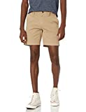 Goodthreads Men's Slim-Fit 7" Flat-Front Comfort Stretch Chino Short, Khaki Brown, 32