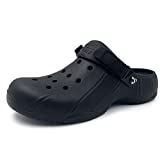 Amoji Garden Clogs Shoes Gardening Shoes Outdoor Summer Beach Slippers Adult Clogs Yard Shoes CL304 Black Size 8 Women/7 Men