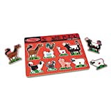 Melissa & Doug Farm Animals Sound Puzzle - Wooden Peg Puzzle With Sound Effects (8 pcs)