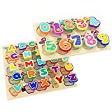TOP BRIGHT Wooden Puzzles Alphabet Educational Toys for 1 Year Old Girl and Boy Gifts(Pack of 2)