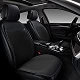 Coverado Seat Covers 2PCS, Waterproof Leather&Fabric Seat Cushions, Protective Car Seat Covers Universal fit Most Cars, Sedans, SUVs, Trucks and Vans(Front Pair, Black)