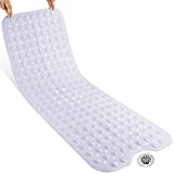 Yimobra Original Bathtub Mat Non Slip, Extra Long Bath Mat for Tub with Big Suction Cups and Drain Holes, Machine Washable Tub Shower Mats for Bathroom 16 x 40 Inches, Phthalate Latex Free, White