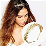 Shegirl Bridal Headband Leaf Greek Goddess Headpiece Charm Gold Hair Crown Wedding for Bridal and Women