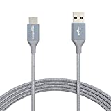 Amazon Basics Double Braided Nylon USB-C to USB-A 2.0 Fast Charging Cable, 3A - 10-Foot, Dark Gray