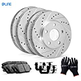 R1 Concepts Front Rear Brakes and Rotors Kit |Front Rear Brake Pads| Brake Rotors and Pads| Ceramic Brake Pads and Rotors |Hardware Kit|fits 2004-2013 Volvo C30, C70, S40, V50