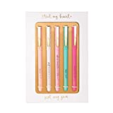Eccolo Dayna Lee Collection Steal My Heart - Fine Tip Black Ink Ballpoint Pens (Set of 5), Inspiring Quotes, Gift Boxed