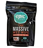 Epic Wipes, 10-pack massive wet wipes, biodegradable residue-free shower substitute, big on-the-go bamboo body wipes