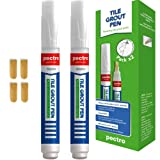 Longer-Lasting Tile Grout Pens White | Pack x 2 Grout Whitener (0,27oz - 8ml) with 4 Extra Nibs | Restore and Renew Grout Lines in bathrooms & Kitchens | Waterproof Grout Reviver