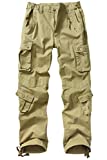 AKARMY Womens Cargo Pants with Pockets Outdoor Casual Ripstop Camo Military Combat Construction Work Pants 2039 Khaki