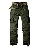 Alfiudad Womens Cargo Pants with Pockets, Women's Casual Military Army Hiking Combat Tactical Work Pants Trousers,Army Green,36(US 16)