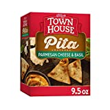 Town House Pita Crackers, Baked Snack Crackers, Lunch Snacks, Parmesan Cheese & Basil, 9.5oz Box (1 Box)