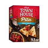 Town House Pita Crackers, Baked Snack Crackers, Lunch Snacks, Sea Salt, 9.5oz Box (1 Box)