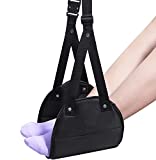 Foot Rest,Portable Travel Footrest Flight Carry-On Foot Rest Adjustable Height Foot Rest Travel Accessories Footrests Hammock,Black