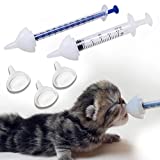 Bubble milk bowl Silicone Feeding Nipple and Syringes for Newborn Kittens, Puppies, Rabbits, Small Animals Dongdong pet(S ( 5 pcs), White)
