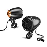 LEXIN LX-Q3 Motorcycle Speakers Bluetooth Waterproof with Stereo/Bass Sound, Motorcycle Radio with Atmosphere Light, Loud Black Handlebar Motorcycle Audio Systems, Built-in FM Radio/Bluetooth Music