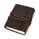 Leather Bound Journal, 4.1'*5.1' Handmade Vintage Premium Leather Writing Notebook for Men & Women, Unlined 320 Pages Pocket Size Art Sketchbook Soft and Smell Good Easy to Carry, Christmas Gift/Travel Diary