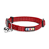 Pawtitas Reflective Cat Collar with Safety Buckle and Removable Bell Cat Collar Kitten Collar Red Cat Collar