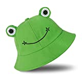 SAOROPEB Frog Hat for Adult Teens, Cute Frog Bucket Hat, Cotton Bucket Hat Funny Hat Fisherman Hat for Men Women Green