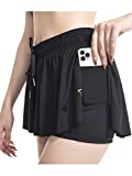 Vsaiddt Athletic Flowy Shorts for Women Casual Summer Running Shorts 2 in 1 Butterfly Shorts with PocketBlack-XS