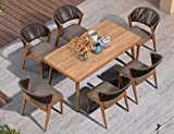 PURPLE LEAF 7 Pieces Outdoor Dining Set All-Weather Wicker Outdoor Patio Furniture with Table All Aluminum Frame for Lawn Garden Backyard Deck Patio Dining Set with Cushions, Brown
