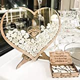 Wedding Guest Book Alternative Sign in Book Wedding Reception Drop Top WoodenFrame & Wood Hearts for Weddings Party Decor (14.9" x14.3")