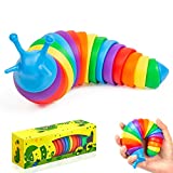 Whatook Fidget Slug, Articulated Sensory Slug Toy Makes Relaxing Sound, Caterpillar Fidget Toys for Todders Kids Adults, Realistic Snail Worm Autism ADHD Fidget Toys Stress Relief Gifts (Rainbow)