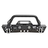 DV8 Offroad | FBSHTB-11 | Front Bumper fits 2007-2018 Wrangler JK | Stubby Width | Winch Mount Included | Integrated Bull Bar | LED Lighting Included | ABJL-01 Compliant for Wrangler JL & Gladiator JT