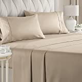 Queen Size Sheet Set - Breathable & Cooling Sheets - Hotel Luxury Bed Sheets - Extra Soft - Deep Pockets - Easy Fit - 4 Piece Set - Wrinkle Free - Comfy  Beige Tan Bed Sheets - Queens Sheets  4 PC
