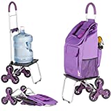 dbest products 01-757 Stair Climber Bigger Trolley Dolly, Purple Grocery Shopping Foldable Cart Condo Apartment