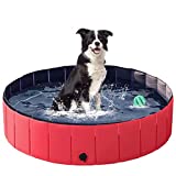 AWITHZ Plastic Dog Pool Pet Swimming Pool for Small Dogs Bath Pool Foldable Outdoor Bathing Tub Hard Kiddie Pool for Dogs Cats and Kids (Red)