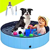 Plastic Dog Pool Pet Swimming Pool for Dogs Bath Pool Foldable Outdoor Bathing Tub Hard Kiddie Pool for Dogs Cats and Kids (47*12in, Blue)
