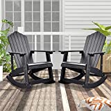 XIZZI Adirondack Rocking Chairs of 2 Classic Weather Resistant Patio Chair Outdoor Adirondack Chair for Deck Garden and Backyard,Looks Like Real Wood,Black