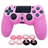 Pink PS4 Controller Skins RALAN,Silicone Controller Cover Skin Protector Compatible /PS4 Slim/PS4 Pro Controller (Pink Pro Thumb Grip x 6 ,Skull Cap Grip x 2)(Pink)