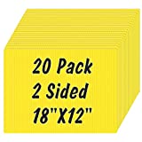 20 Pcs Foam Board Poster Board Corrugated Plastic Sheets Coroplast Sign Blank Board, IKAYAS 18x 12 Inches Blank Yellow Yard Signs Outdoor Ground Stake Sign