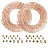 25 ft 3/16 Copper Alloy Brake Line Kit Complete Replacement Brake or Fuel Tubing (Includes 16 x 2 Fittings), Easy to hand bend (.028) Wall Thickness, Rust Proof (2 kits)