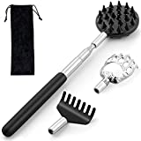 Telescoping Back Scratcher with 3Pcs Detachable Scratching Heads,Tukuos Back Scratcher Stocking Stuffers for Men/Women,Bear Claw/Rake Scratcher for Aggressive/Moderate Scratching