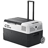 JOYTUTUS 12 Volt Refrigerator Portable Freezer, 52 Quart Car Fridge With 12/24V DC Cord and 110V AC Adapter, -4 to 50, 50L Compressor Electric Cooler with Wheel For Camping, Picnic, Road Trip, RV, Vehicle, Truck, Van, Boat, Outdoor and Home